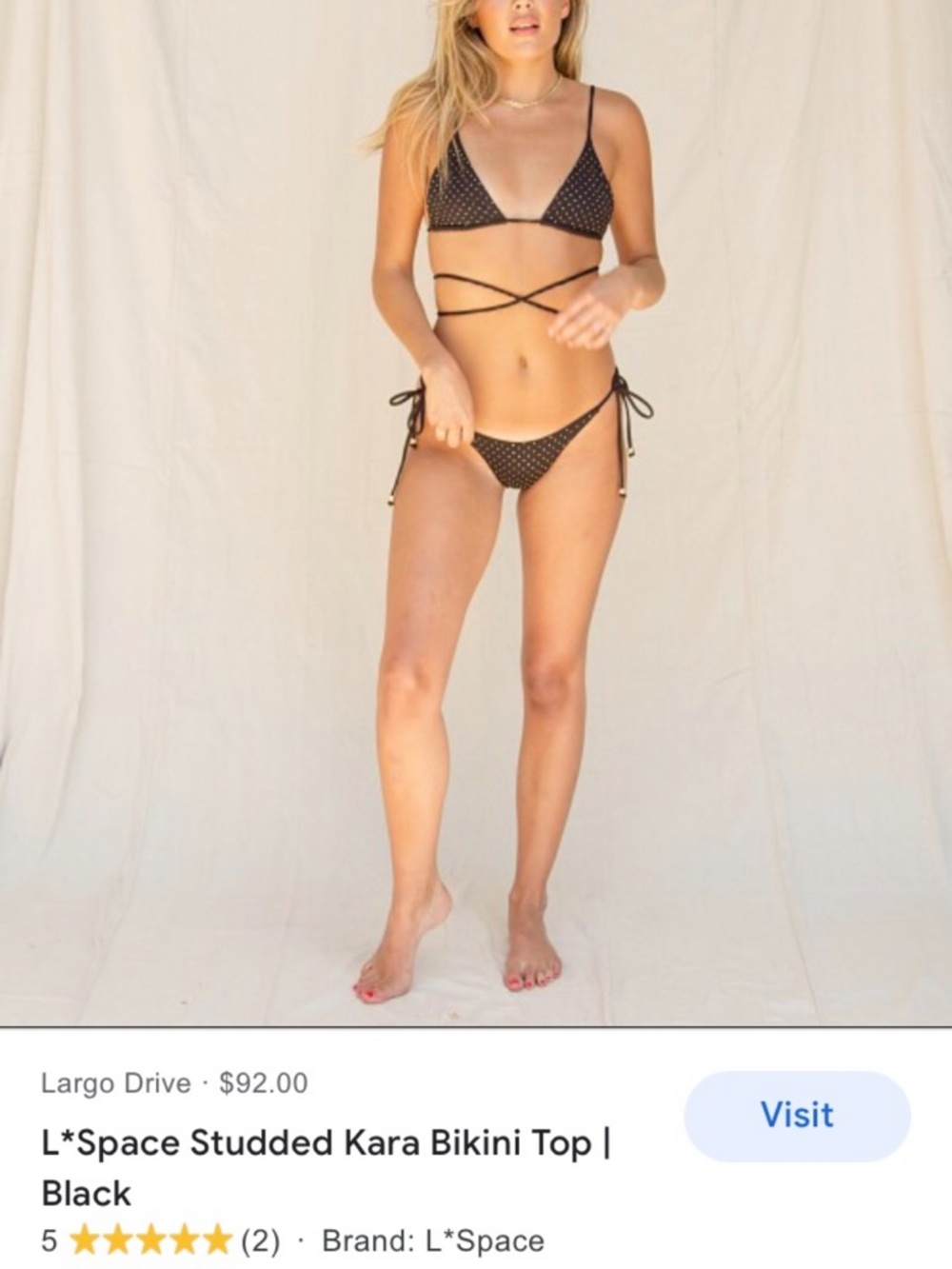 l*space Black Studded Wrap Triangle Bikini Set